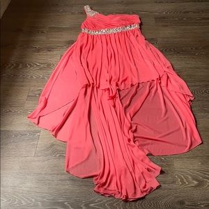 A-Line Pink One Shoulder Sleeveless Cocktail Dress
